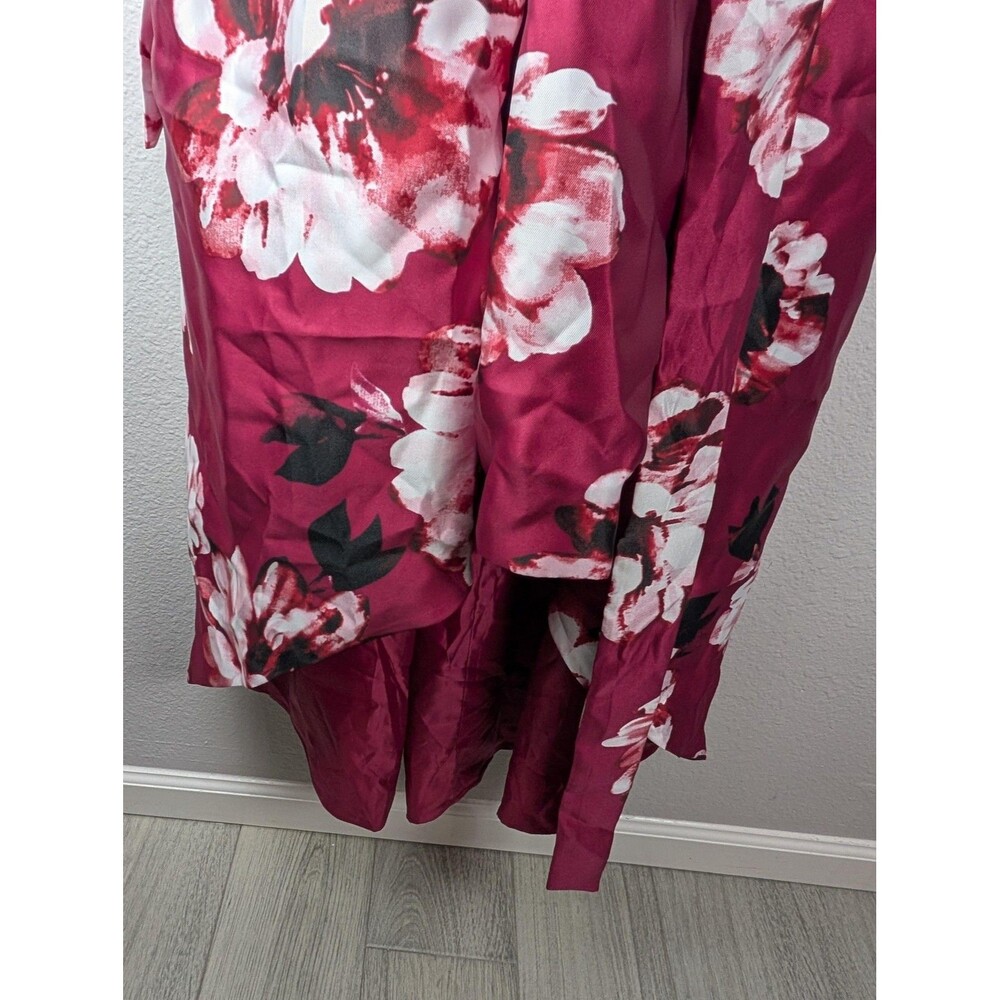 Tahari Arthur S Levine Dress Womens 4 Burgundy Floral High Low Sleeveless Formal - Picture 4 of 9